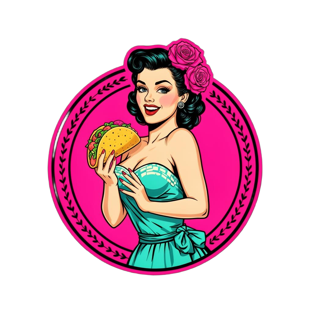Yummy Taco Taquiza pinup logo
